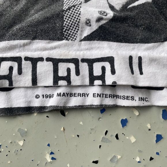 90s Barney Fast Fife Andy Griffith Show All Over Print Shirt Mayberry Size XL - Picture 2 of 7